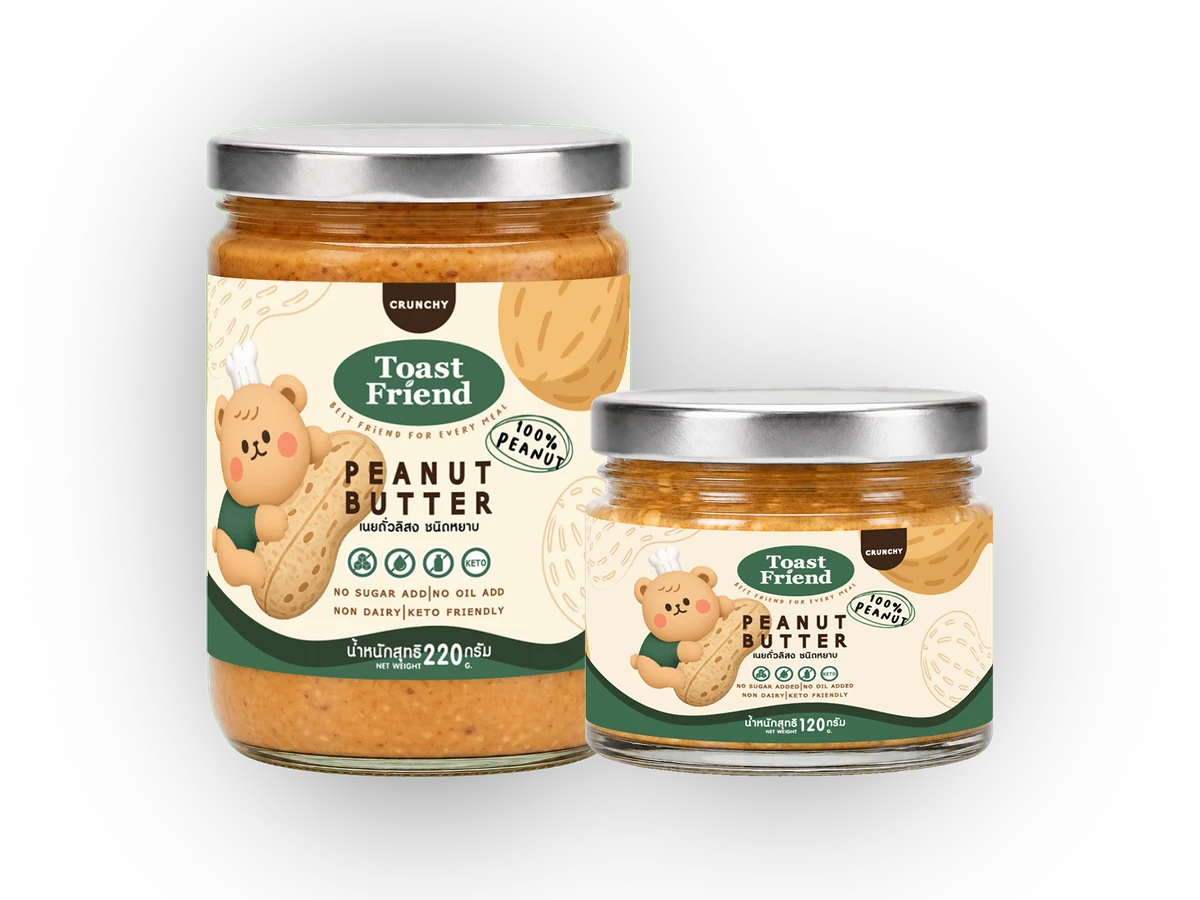 เนยถั่วลิสง ชนิดหยาบ Toast Friend ขนาด 120 และ 220 กรัม