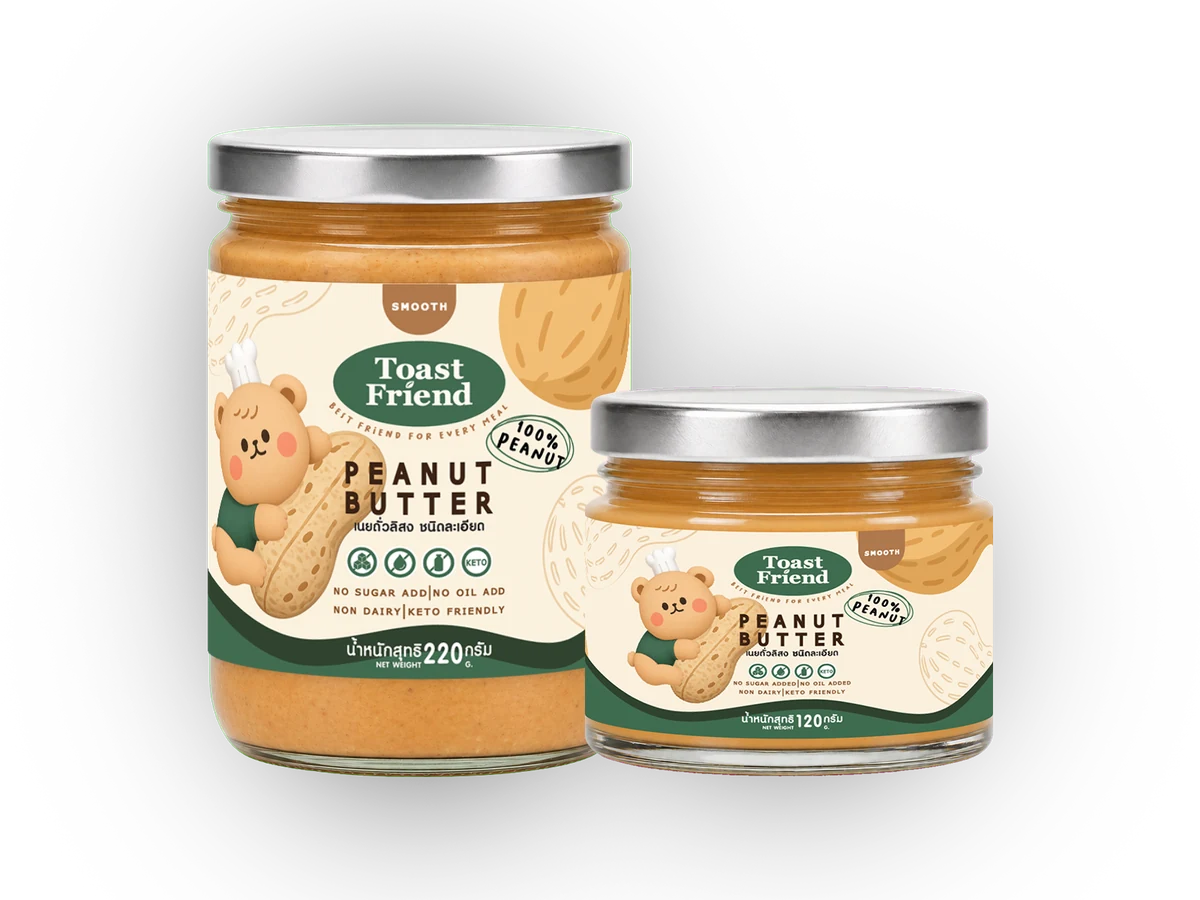 เนยถั่วลิสง Toast Friend ชนิดละเอียด ขนาด 120 และ 220 กรัม